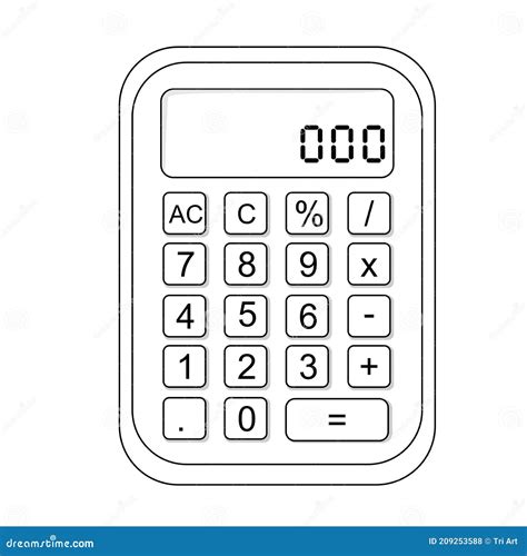 Illustration Of A Calculator Black And White Vector Illustration For A