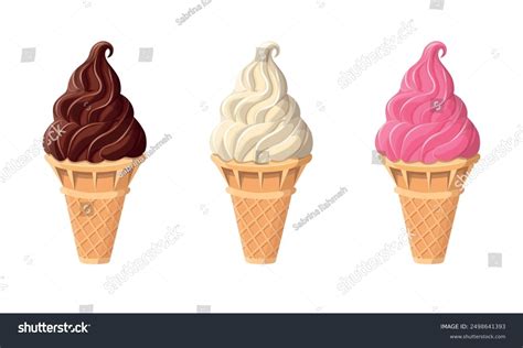 Set Ice Cream Cones Various Flavors Stock Vector Royalty Free 2498641393 Shutterstock