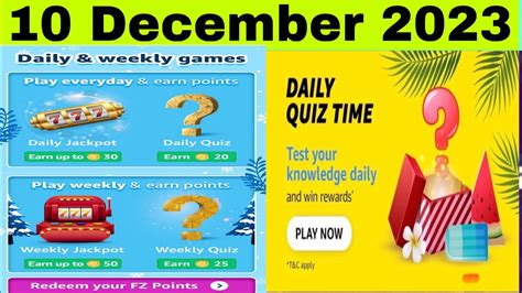 Amazon Daily Quiz Time Answer Today Amazon Weekly Fz Points Quiz