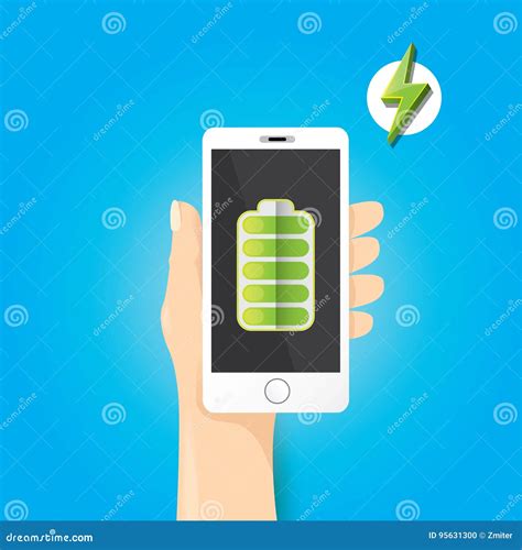 Smartphone with Green Full Battery Icon on Screen. Stock Vector ...