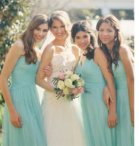 Beautiful Ocean Coloured Bobbinet Bridesmaids Dresses Stunning To Mix