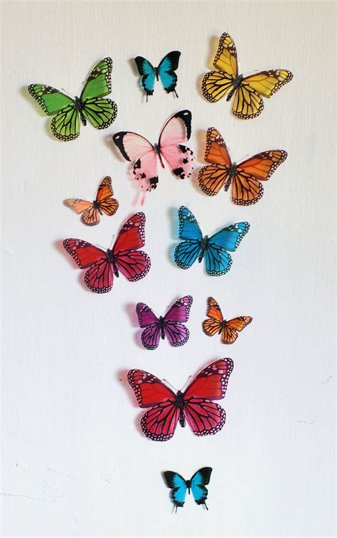 D Rainbow Butterfly Wall Art Made With Plastic Etsy Butterfly