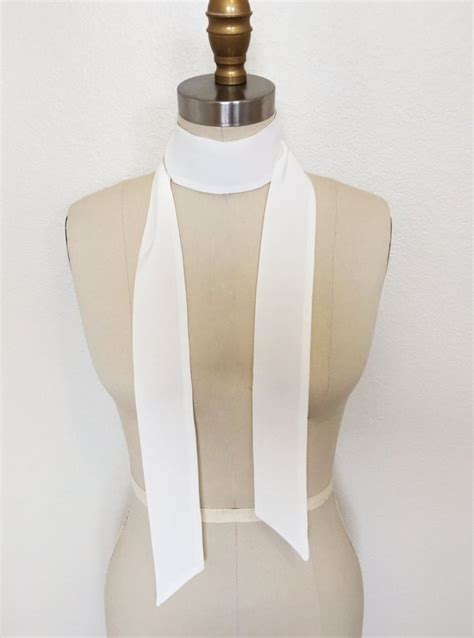 Off White Or Ivory Skinny Scarf 60x2 With Angled Etsy Bow Scarf