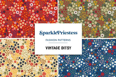 Ditsy Floral Seamless Vector Pattern Pre Designed Photoshop Graphics