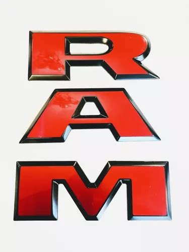 Emblema Letra Ram Rebel Tapa Trasera Rojo Filo Negro