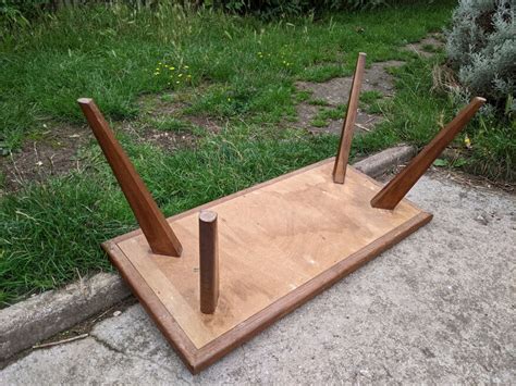 Old Scandinavian Coffee Table With Vintage Compass Foot Circa 1970