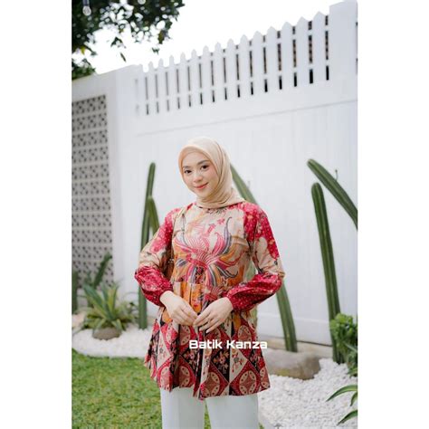 Jual Atasan Baju Batik Wanita Kemeja Blouse Wanita Motif Terbaru Lengan