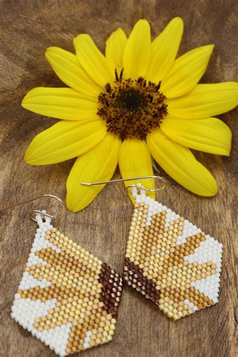 Seed Bead Sunflower Earrings Sunflower Earrings Seed Bead Patterns