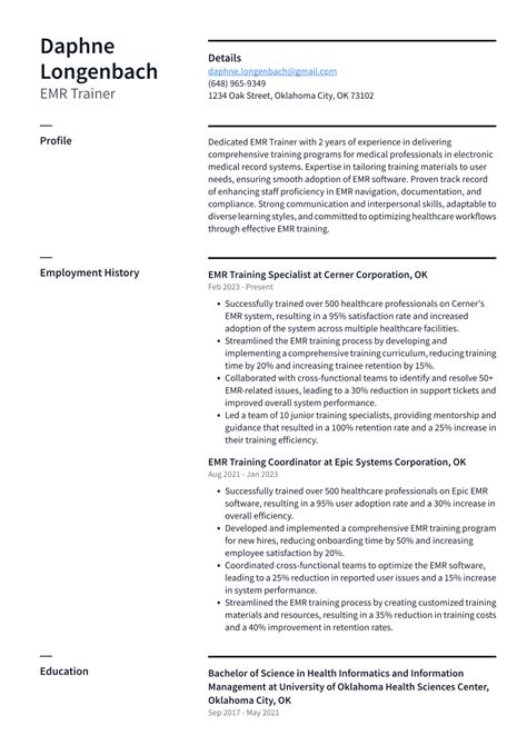 Top Emr Trainer Resume Objective Examples Resumecat