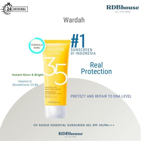 Wardah UV Shield Essential Sunscreen Gel SPF 30 PA 40ml Shopee