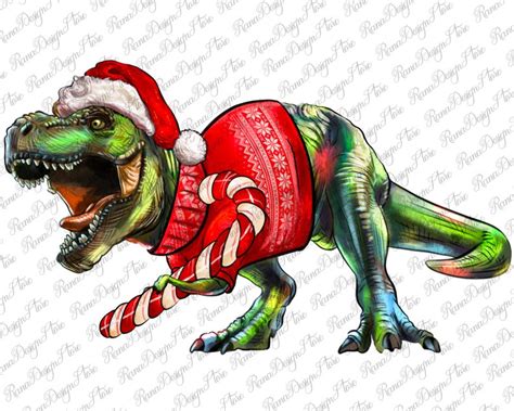 T Rex Christmas Png Sublimation Design Christmas Dinosaur Etsy