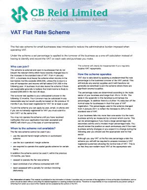 Fillable Online Cbreid Co VAT Flat Rate Scheme CB Reid Chartered