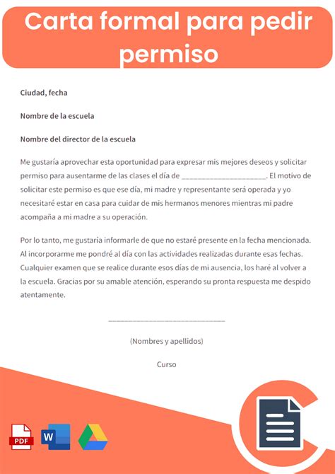 Carta Para Solicitar Permiso En El Colegio