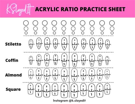 Acrylic Ratio Practice Sheet Etsy