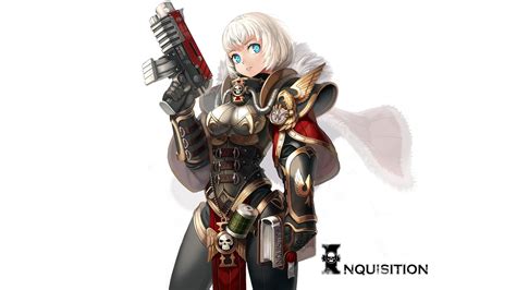 Fantasy Girl Anime Girls Anime White Background Blue Eyes Sisters Of Battle Simple