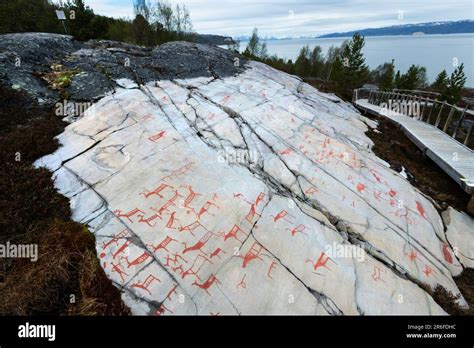 Ancient Rock Carving Alta Finnmark Norway Stock Photo Alamy