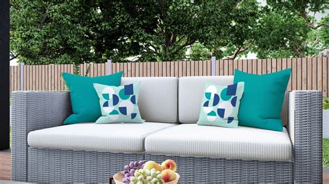 Geo Circle Aqua Quick Dry Outdoor Cushion Rooms By Me