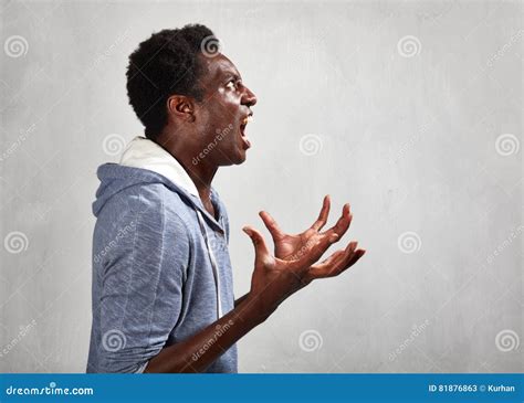 Angry black man face. stock image. Image of gray, dark - 81876863