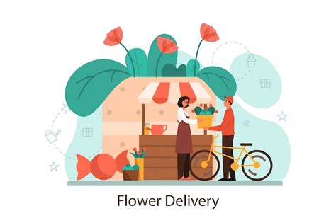 Premium Vector | Flowers delivery service concept. professional florist ...