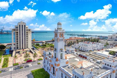 Mexico Panoramic View Of Veracruz City Port With Container Ships