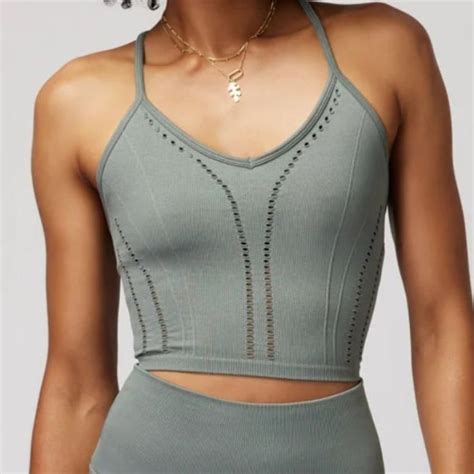 Spiritual Gangster Thea Seamless Crop Tank In Agave In Crop Tank