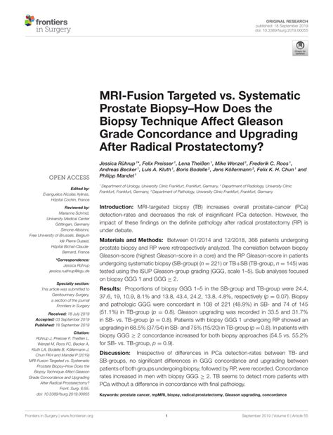 Pdf Mri Fusion Targeted Vs Systematic Prostate Biopsy How Does The Biopsy Technique Affect