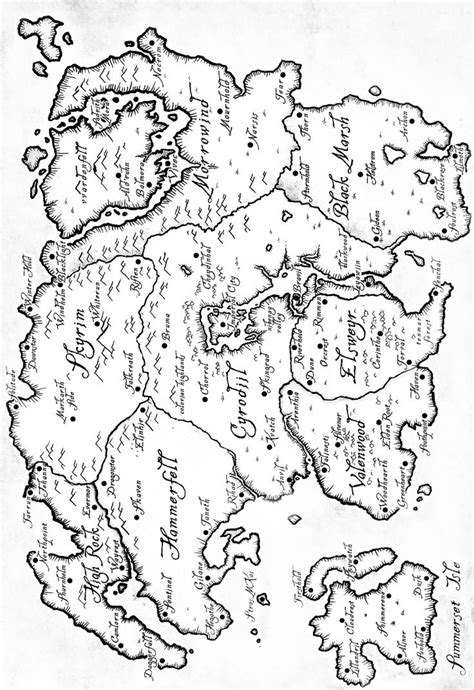 Elder Scrolls Printable Map Elder Scrolls Map Skyrim Map Elder