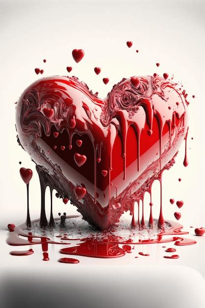 Premium Ai Image Araffe Heart Shaped Cake With Dripping Blood On A