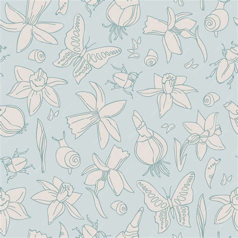 Free Vector Hand Drawn Light Flowers Seamless Pattern