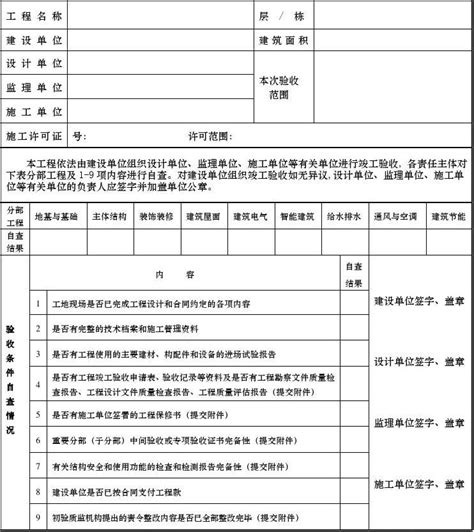 建设工程竣工验收条件自查表word文档在线阅读与下载无忧文档