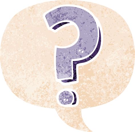 Cartoon Question Mark And Speech Bubble In Retro Textured Style