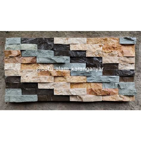 Jual Batu Alam Wallcladdingmozaik Marmo Mix 4warna 20x40cm Shopee