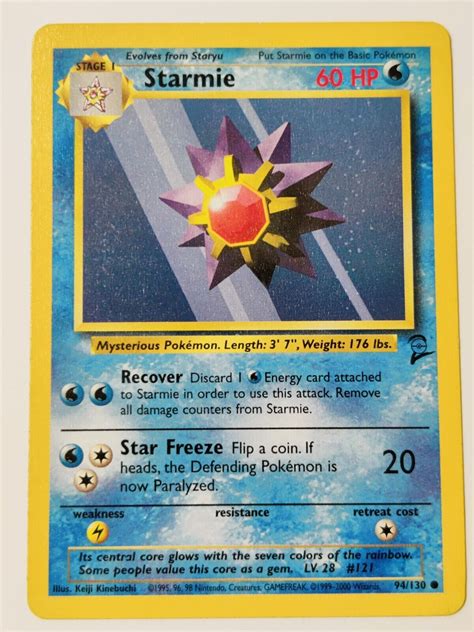 Starmie Base Set Unlimited Pokemon Tcg Vintage Wotc Nm