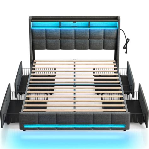 Ivy Bronx Dyane Upholstered Bed Full Bed Frame With Charging Station