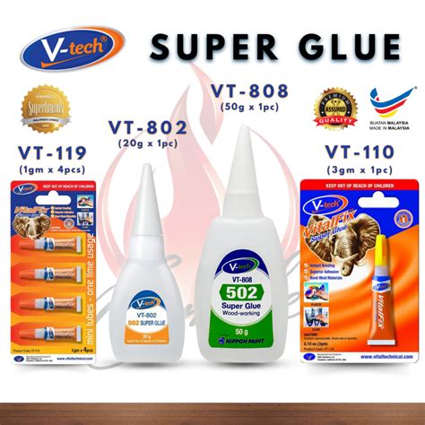 502 Super Glue Vtech Vt802 20g Vt110 3g Vt119 1g X 4pc Instant