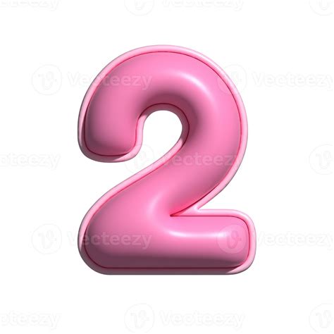 Number 2 Pink Alphabet Glossy