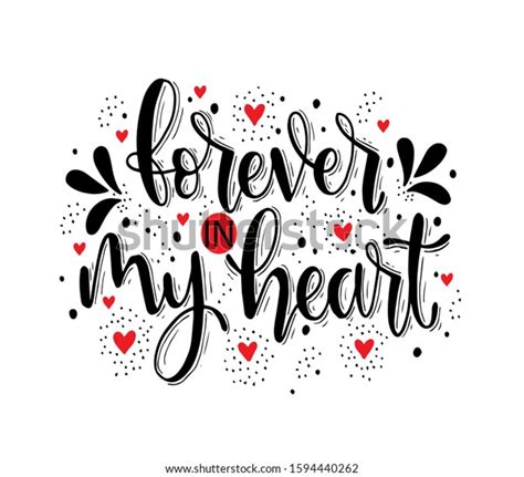 Forever My Heart Hand Lettering Quotes Stock Vector Royalty Free