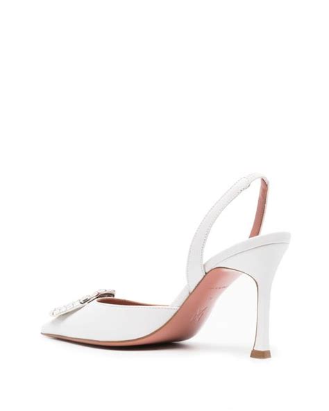 Amina Muaddi Camelia Crystal Slingback Pumps In White Lyst