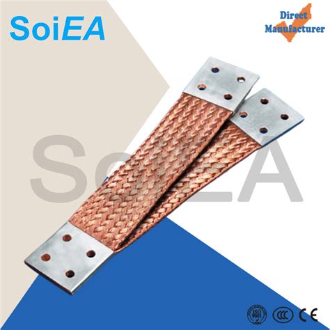 Flexible Grounding Strap Bare Copper Ground Wire Flat Copper Braid