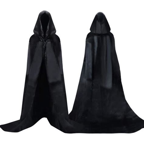 Cape Capuchon Noire D Guisement Adulte Costume Halloween Carnaval