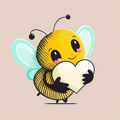 Cartoon Bee Holding A Heart With Eyes And A Smile Generative Ai