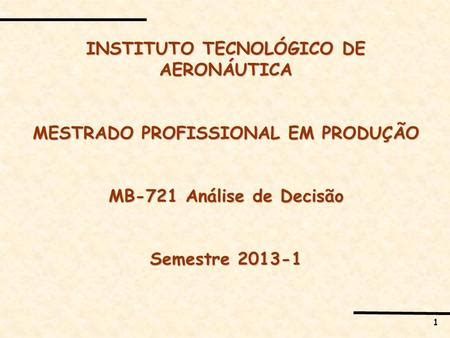 Instituto Tecnol Gico De Aeron Utica Mestrado Profissional Em Produ O