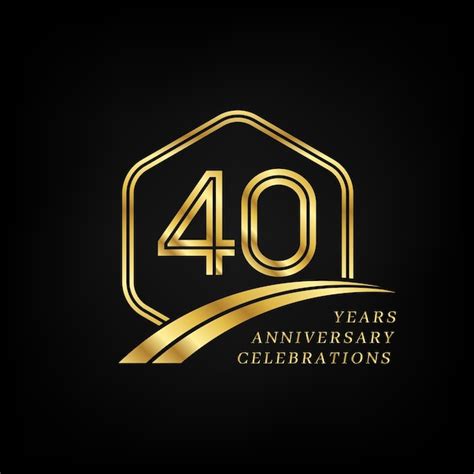 Premium Vector 40 Years Anniversary Lined Gold Hexagon And Curving Anniversary Template