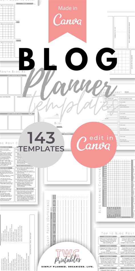 Blog planner canva templates