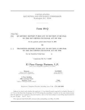 Fillable Online Sec Form Q El Paso Energy Partners L P