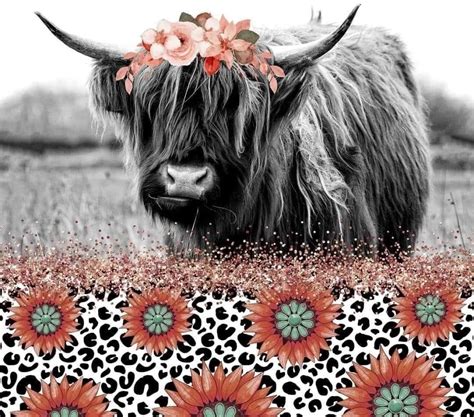 Cute Cow With Flowers In A Flowery Field