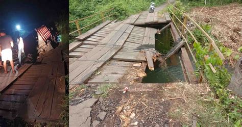 Jembatan Penghubung Lubuk Belimbing Satu Dan Dua Jebol