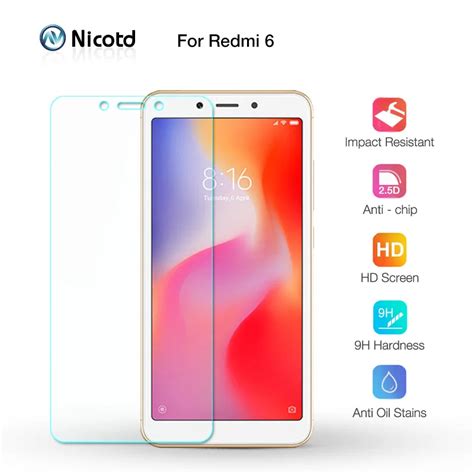 Nicotd 25d 9h Premium Tempered Glass For Xiaomi Redmi 6 Screen