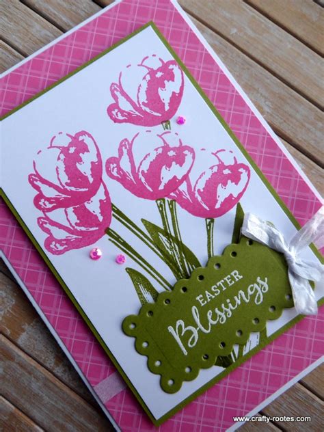 Pink Tulips Easter Card Crafty Rootes