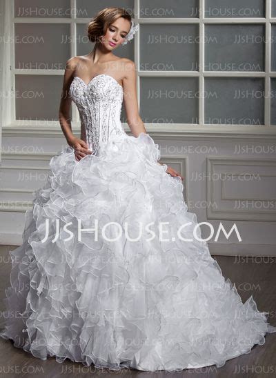 US 343 00 Ball Gown Sweetheart Court Train Satin Organza Wedding